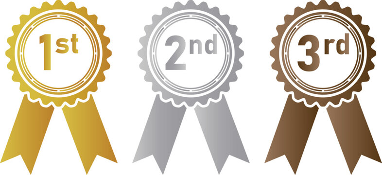 1st 2nd 3rd Place Award Ribbons - Gold Silver Bronze Winner Medal Badges for Competition Contest Ranking Achievement