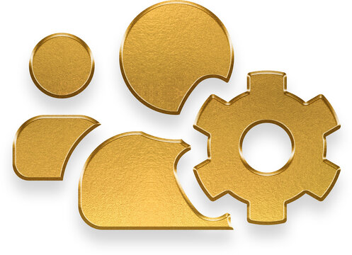 gold users cog icon on transparent background