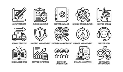 Fototapeta premium Technology icon set representing service management and it concepts