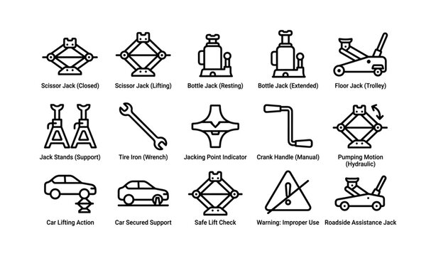 Car lifting tools: scissor, bottle, floor jacks and accessories