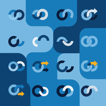 Circular Connection Concepts in Blue Tones Pattern