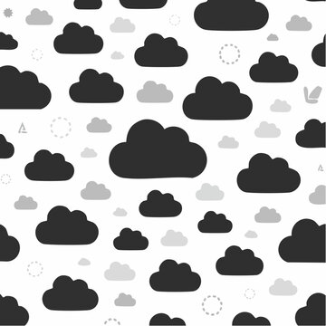 black and gray cloud seamless pattern design
