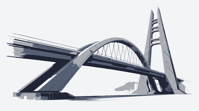 Architectural Sketch of a Modern Bridge vector