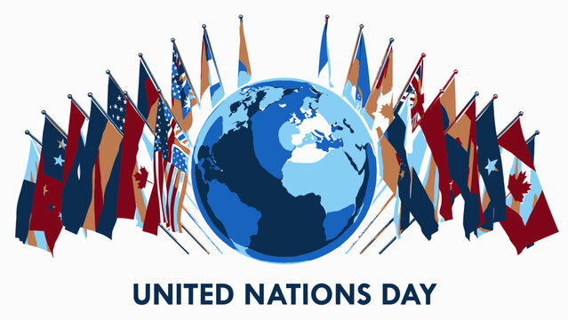 United Nations Day with Flags and Globe vector