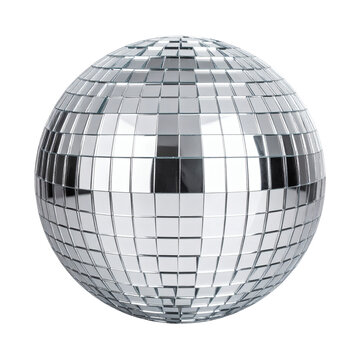 Classic silver mirrored disco ball featuring numerous small square tiles reflecting light in a dazzling display perfect for any party or celebration&nbsp;&nbsp;
