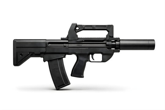 Ultra Realistic OTs-14 Groza Bullpup Rifle Isolated on White Background Studio Product Photo