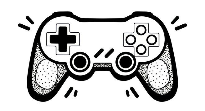 Retro Video Game Controller Illustration with Dynamic Lines.