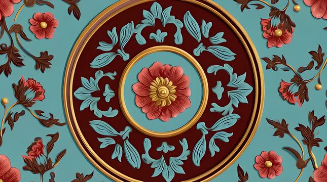 Vibrant Floral Pattern with Circular Design.
