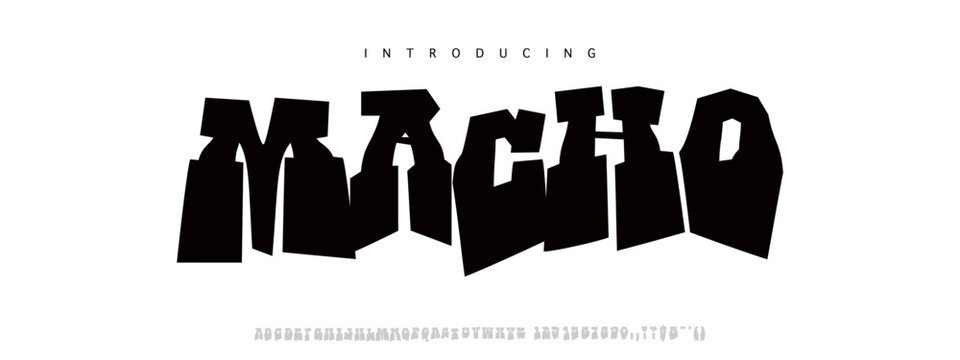 Macho: A heavy brutalist display font. Bold, blocky, and powerful for aggressive branding, posters, and urban streetwear.
