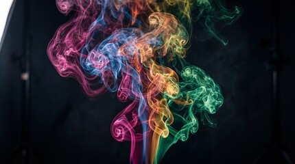 Obraz premium Colorful Smoke Swirls Against a Dark Background Abstract Art.
