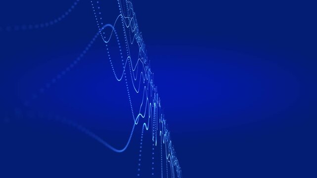 Global network technology blockchain connections background concept, Blue abstract background digital data with line and dots connect, Digital cyberspace background motion 4k