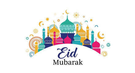 Obraz premium Eid Mubarak Islamic Holiday Greeting Card.