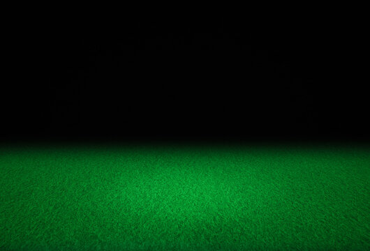 Green casino gaming table background. Empty poker card game top.