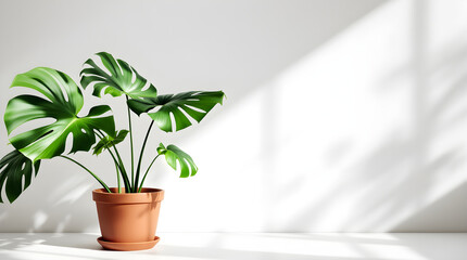 Obraz premium Monstera plant in terracotta pot
