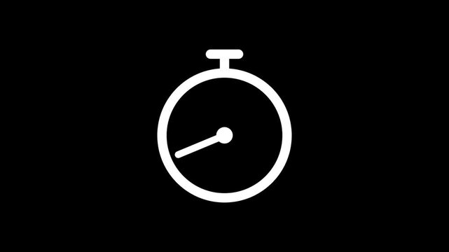 Stopwatch timer icon animation with ticking clock motion on transparent background with alpha channel. Minimal stopwatch time indicator for countdown and timing control 4k video