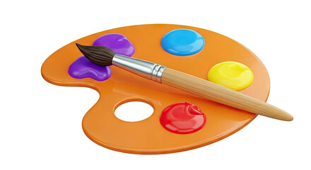 Artist's Paint Palette with Brush and Colorful Paints