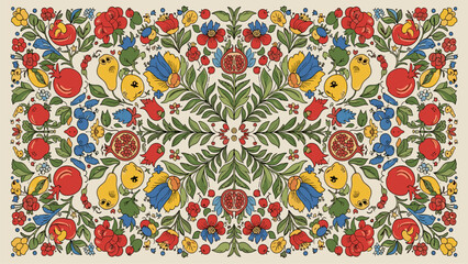 Obraz premium Vibrant Folk Art Floral Pattern Design for Textiles & Decor | Commercial Use