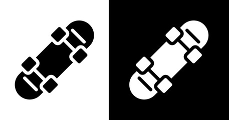 black and white illustration of skateboard icon © RismiL25