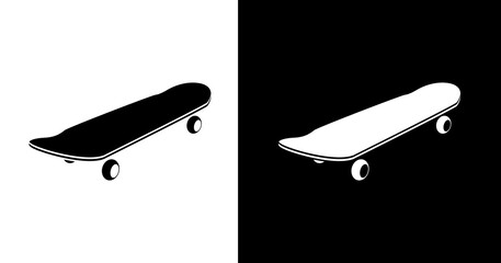 black and white illustration of skateboard icon © RismiL25