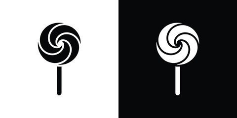 Black and white lollipop on contrasting backgrounds