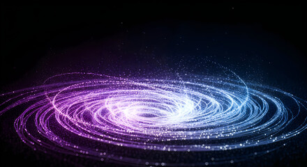 Obraz premium Vibrant purple and blue swirling light trails forming a spiral shape on a dark background with a mesmerizing glowing effect