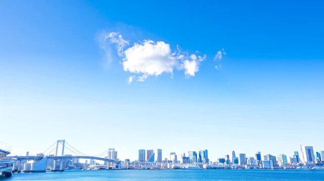東京湾から望む都心全景 ドローン撮影 イメージ