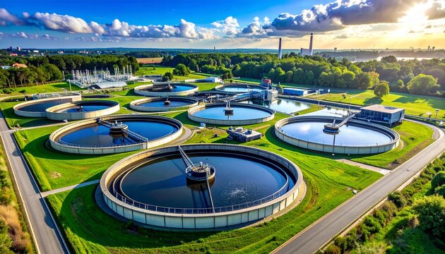 Aerial View of Water Treatment Plant Facility.