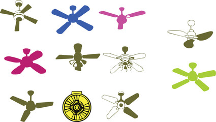 Each fan has a unique appearance, which may include different shapes, blade styles, and decorative elements. This diversity highlights creativity in fan design and allows for personal expression © MSTADURI