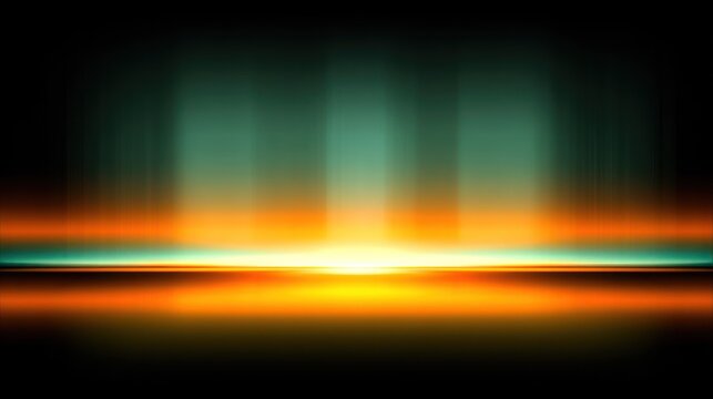 Brilliant horizontal light emission radiates across a dark abstract background.