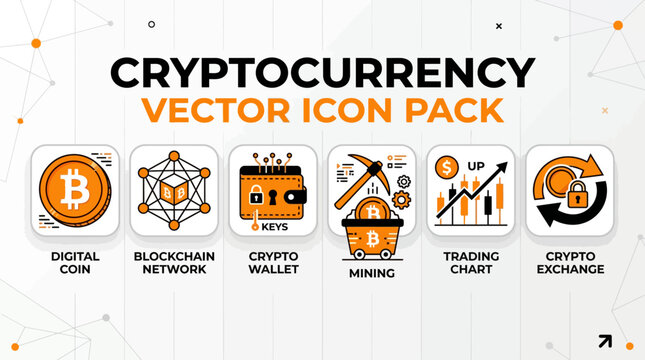 Cryptocurrency Vector Icon Pack for Digital Currency and Blockchain.