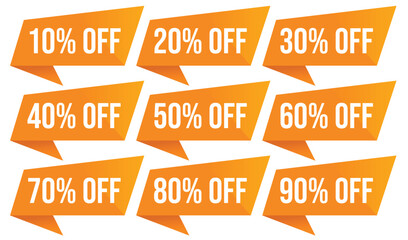 Vibrant Orange Speech Bubbles Displaying Discount Percentages on Clean Background Conveying Excitement, Urgency and Bold Promotional Offer Text in Retail Marketing Design © BlendStudios