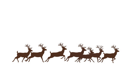 Running reindeer silhouettes for Christmas holiday design element © rendra