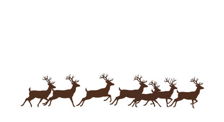 Running reindeer herd silhouettes in minimalist graphic style © rendra