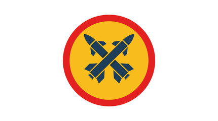 Obraz premium Crossed missiles in warning circle icon - military alert symbol