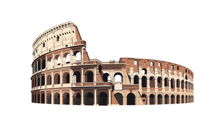 Naklejka premium The Colosseum in Rome, Italy, depicted in a detailed illustration with a plain white background.