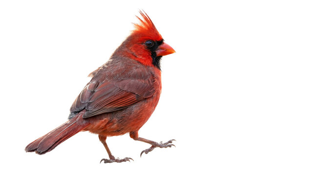 A magnificent male northern cardinal with vibrant red feathers and a distinctive crest.