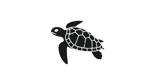 Black Silhouette of Sea Turtle Swimming. © Ambro