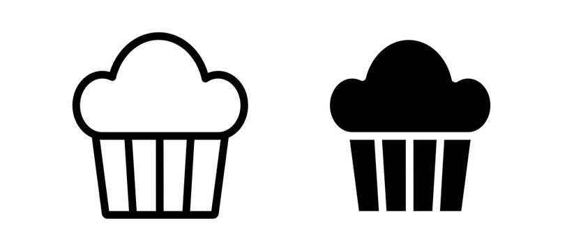 Cupcake icon in black color for website or app.
