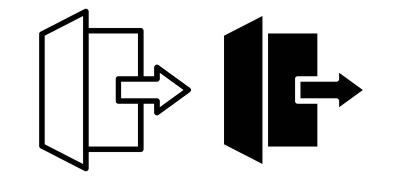 Exit icon in black color for website or app.