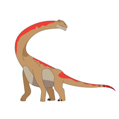 A massive Argentinosaurus dinosaur with a long neck and tail. Detailed sauropoda illustration perfect for prehistoric education, museum posters, and kids mascot branding projects © ekosetya