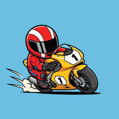 Fototapeta premium Racing motorcycle rider in red helmet.