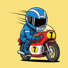 Fototapeta premium Racing motorcycle rider in blue suit.