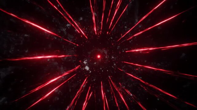 赤い警告パルスが走るダークなネットワークの高速パン動画