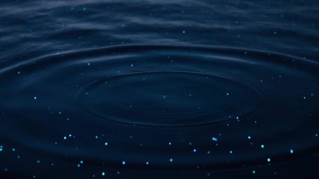 水滴が落ちて広がる青い波紋の静かなエンディング