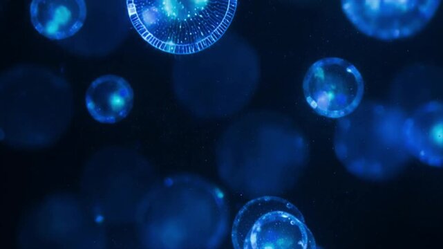 ピン送りで魅せる青い光の抽象的なボケみ映像