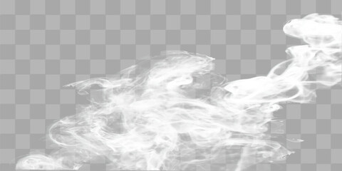 Transparent special effect stands out with fog or smoke. White cloud vector, fog or smog. © kume111000