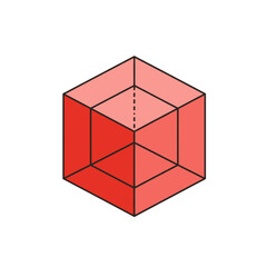 Fototapeta premium A vibrant geometric illustration of a 3D cube with colorful facets and shadows