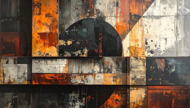 Abstract Artistic Collage with Geometric Shapes.