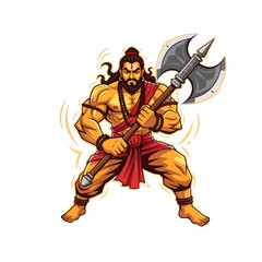 Fototapeta premium Parshuram Jayanti celebrates warrior with axe on Nature Landscape