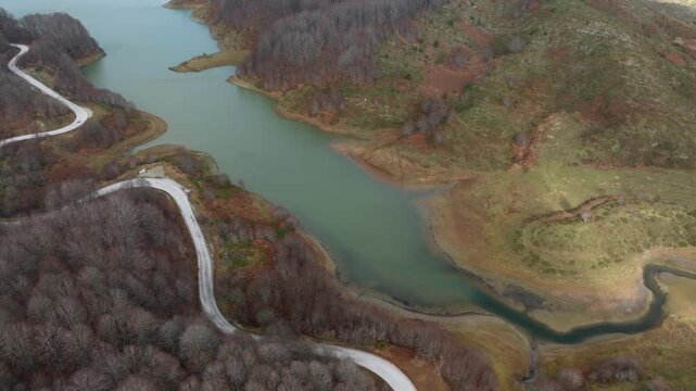Aoos Springs Artificial Lake (Techniti Limni Aoou) in mountainous region of Epirus, Greece, Hydroelectric Energy